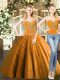Hot Sale Sleeveless Tulle Mini Length Lace Up Sweet 16 Quinceanera Dress in Orange Red with Beading