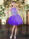 Ball Gowns Dress for Prom Purple Scoop Tulle Sleeveless Mini Length Lace Up