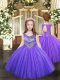 Lavender Scoop Neckline Beading Pageant Dresses Sleeveless Lace Up