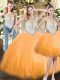 Excellent Orange Red Sweet 16 Dress Military Ball and Sweet 16 and Quinceanera with Beading Scoop Sleeveless Zipper