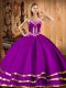 Purple Sleeveless Embroidery Floor Length 15th Birthday Dress
