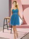 Teal Empire Sweetheart Sleeveless Tulle Mini Length Zipper Beading Homecoming Dress