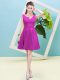 Superior Mini Length Zipper Wedding Guest Dresses Fuchsia for Prom and Party and Wedding Party with Ruching