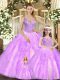 Straps Sleeveless Lace Up 15 Quinceanera Dress Lilac Organza