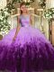 Sleeveless Beading and Appliques and Ruffles Backless Quinceanera Gown