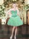 Attractive Apple Green Ball Gowns Beading and Ruffles and Pick Ups Prom Party Dress Lace Up Organza Sleeveless Mini Length
