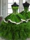 Green Ball Gowns Beading and Ruffles and Ruching Quinceanera Gowns Lace Up Organza Sleeveless Floor Length