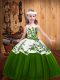 Wonderful Embroidery Pageant Dress Green Lace Up Sleeveless Floor Length
