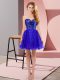 Sexy Sweetheart Sleeveless Evening Dress Mini Length Sequins Blue Tulle