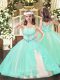 Stylish Straps Sleeveless Lace Up Kids Formal Wear Apple Green Tulle