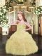 Asymmetrical Lace Up Pageant Gowns For Girls Champagne for Party and Quinceanera with Appliques and Ruffles and Pick Ups