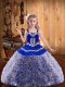 Multi-color Ball Gowns Fabric With Rolling Flowers Straps Sleeveless Embroidery and Ruffles Floor Length Lace Up Little Girls Pageant Gowns