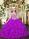 Straps Sleeveless Lace Up Little Girls Pageant Dress Wholesale Purple Tulle