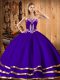 Sexy Purple Ball Gowns Embroidery Vestidos de Quinceanera Lace Up Organza Sleeveless Floor Length