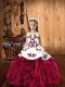 Sleeveless Floor Length Embroidery and Ruffles Lace Up Child Pageant Dress with Fuchsia