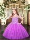 Appliques Child Pageant Dress Lilac Lace Up Sleeveless Floor Length