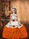 Excellent Orange Sleeveless Floor Length Embroidery and Ruffles Lace Up Girls Pageant Dresses