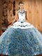 Fancy Multi-color Lace Up 15 Quinceanera Dress Embroidery Sleeveless Sweep Train