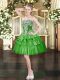 Mini Length Lace Up Dress for Prom Green for Prom and Party with Beading and Ruffled Layers