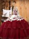 Hot Selling Ball Gowns Sleeveless Wine Red Vestidos de Quinceanera Sweep Train Lace Up