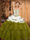 Embroidery and Ruffled Layers 15th Birthday Dress Olive Green Lace Up Sleeveless Sweep Train