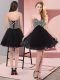 Shining Mini Length Black Prom Gown Sweetheart Sleeveless Lace Up