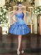 Affordable Beading and Ruffled Layers Prom Party Dress Baby Blue Lace Up Sleeveless Mini Length