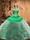 Hot Selling With Train Lace Up Vestidos de Quinceanera Multi-color for Military Ball and Sweet 16 and Quinceanera with Embroidery Sweep Train