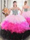Lovely Multi-color Lace Up Sweetheart Beading and Ruffles 15 Quinceanera Dress Organza Sleeveless