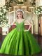 Enchanting Floor Length Green Evening Gowns Tulle Sleeveless Beading and Appliques