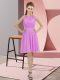 Lilac Sleeveless Knee Length Sequins Zipper Dama Dress
