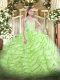 Yellow Green Quince Ball Gowns Sweetheart Sleeveless Brush Train Lace Up
