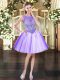Sleeveless Mini Length Beading Lace Up Prom Dress with Lavender