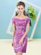 Spectacular Mini Length Zipper Homecoming Dress Lilac for Prom and Party with Sequins