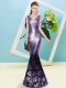 Affordable Eggplant Purple Sleeveless Sequined Zipper for Prom and Party