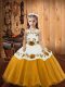 Excellent Floor Length Ball Gowns Sleeveless Gold Pageant Dress Lace Up