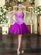Purple Ball Gowns Tulle Sweetheart Sleeveless Beading Mini Length Lace Up Dress for Prom