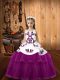 Purple Tulle Lace Up Kids Pageant Dress Sleeveless Floor Length Embroidery