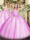 Comfortable Sweetheart Sleeveless Tulle Sweet 16 Dress Beading and Appliques Lace Up