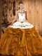 Brown Sleeveless Embroidery and Ruffles Floor Length Quinceanera Gowns