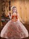 Straps Sleeveless Girls Pageant Dresses Floor Length Embroidery and Ruffles Multi-color Organza