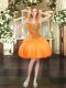 Orange Ball Gowns Sweetheart Sleeveless Organza Mini Length Lace Up Beading Homecoming Dress