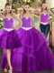 Decent Purple Sleeveless Appliques Floor Length Ball Gown Prom Dress