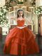Customized Floor Length Ball Gowns Sleeveless Rust Red Kids Formal Wear Lace Up