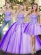 Fantastic Lavender Tulle Lace Up Sweetheart Sleeveless Floor Length Quinceanera Gown Beading