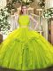 Clearance Scoop Sleeveless Zipper Sweet 16 Dresses Yellow Green Tulle