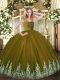 Brown Zipper Sweet 16 Quinceanera Dress Lace and Appliques Sleeveless Floor Length