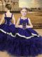 Beading and Ruffles Girls Pageant Dresses Purple Lace Up Sleeveless Floor Length
