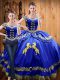 Attractive Royal Blue Sleeveless Beading and Embroidery Floor Length 15 Quinceanera Dress