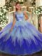 High Quality Floor Length Multi-color Quince Ball Gowns Scoop Sleeveless Backless